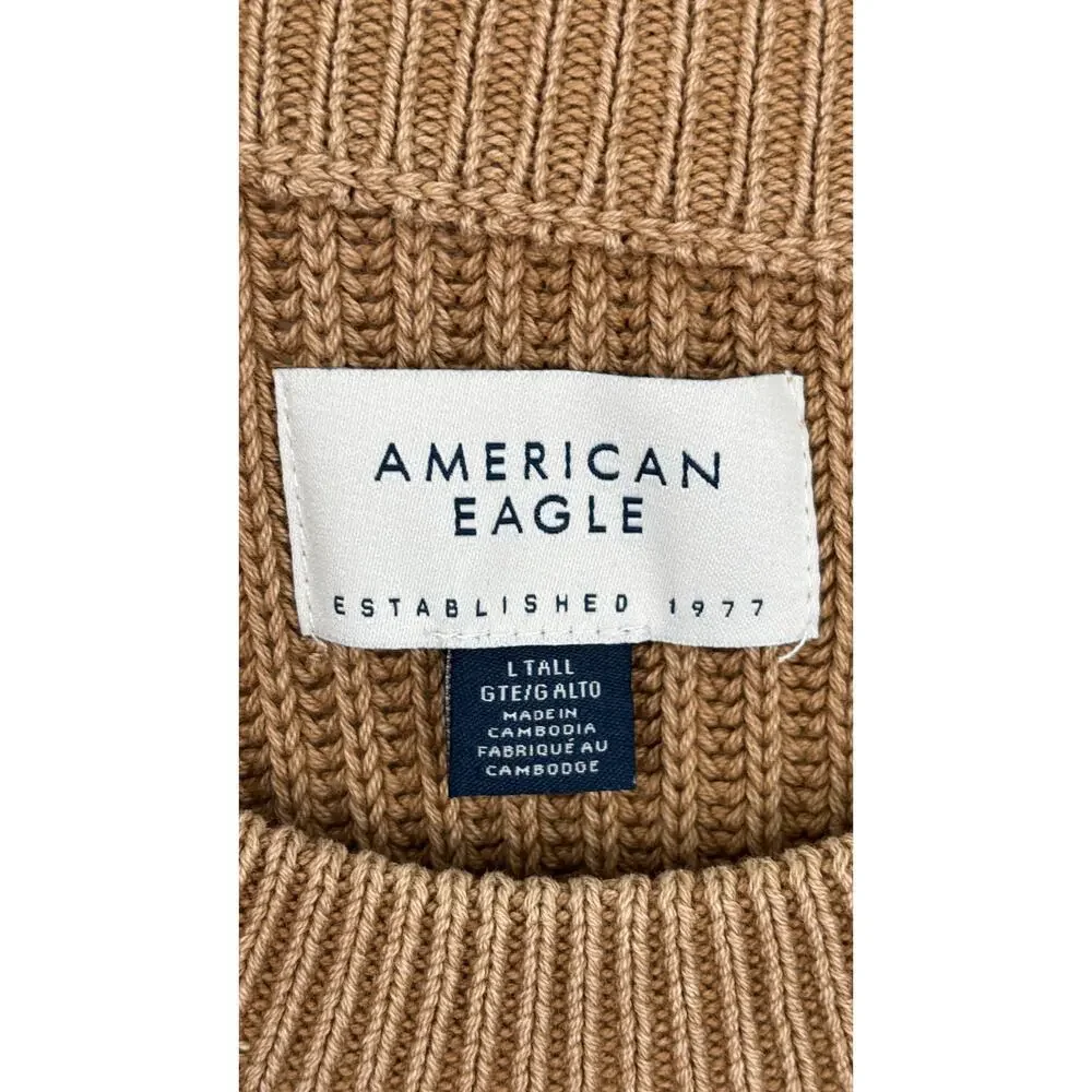 American Eagle Fisherman Crew Neck Sweater Brown Mens Size Large Tall New